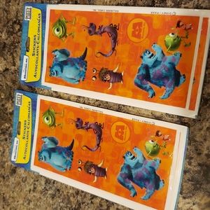 New MONSTERS INC Hallmark Disney Pixar STICKER SHEETS CRAFT PARTY vintage